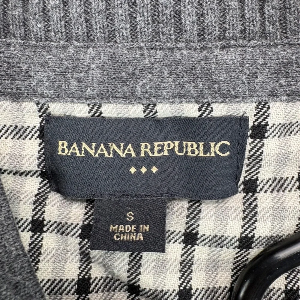 Banana Republic Mens Small Gray Cotton Henley Shawl Collar Pullover Sweater 8897